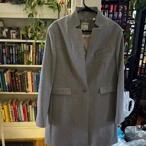 Ted Baker Gray Trench Coat with standing collar